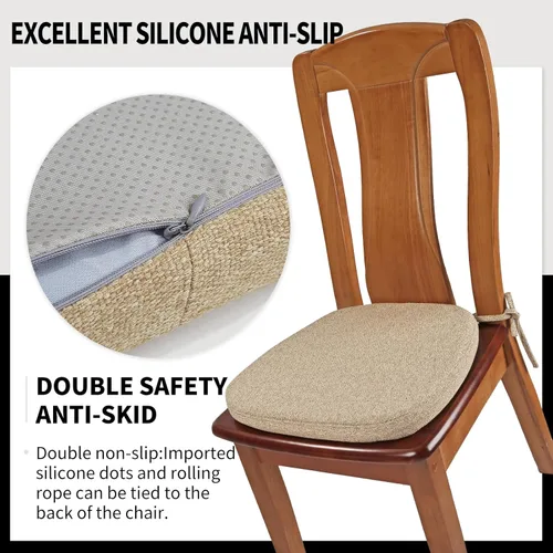 Miniatura 5 de SINOSSO Juego de 6 cojines de espuma viscoelástica para sillas de comedor, almohadillas de silla de cocina cómodas de 16" en forma de U con tela