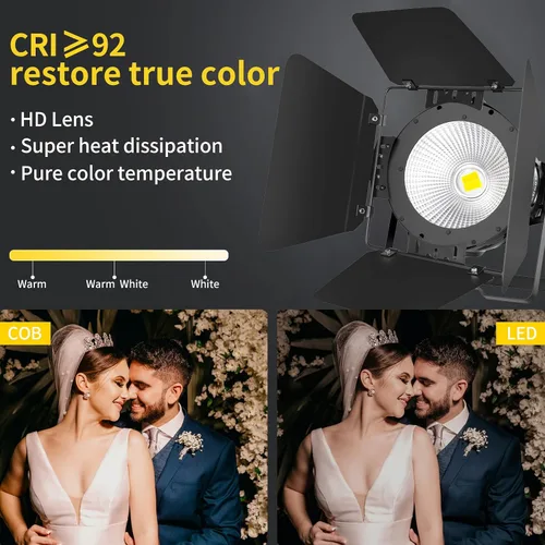 Miniatura 2 de StageLights con puertas de granero – Focos LED COB de 100 W, luces pares blancas cálidas y frías – Luces DMX/Master-Slave DJ, focos de iglesia