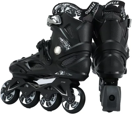 Miniatura 2 de Patines profesionales en línea, unisex, para exteriores, para adultos, hombres y mujeres, niños y niñas (negro, talla 4-12)