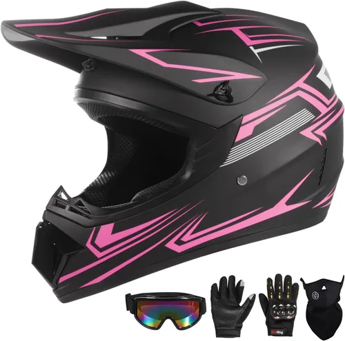Miniatura 15 de Casco de motocross juvenil para niños, aprobado por el DOT, equipo de seguridad de cara completa para bicicleta de montaña, ATV, motocross