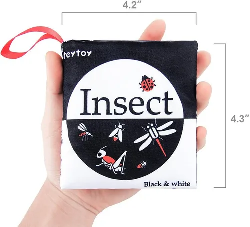 Miniatura 9 de teytoy My First Soft Book, 6 piezas de tela no tóxica para actividades arrugadas en blanco y negro para bebés, niños y niñas, juguetes educativos