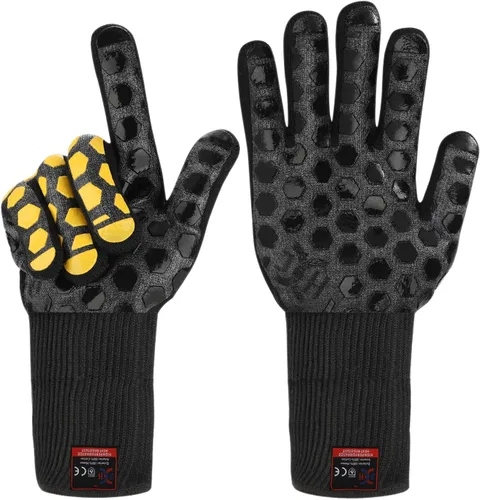 Miniatura 15 de J H Guante de horno resistente al calor: certificado EN407 932 °F, 2 capas de revestimiento de silicona, guantes de horno para cocinar, cocina