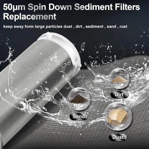 Miniatura 2 de Enhon - 2 filtros de sedimentos giratorios de repuesto para filtros de sedimentos giratorios de 50 μm con cepillo compatible con filtro de agua