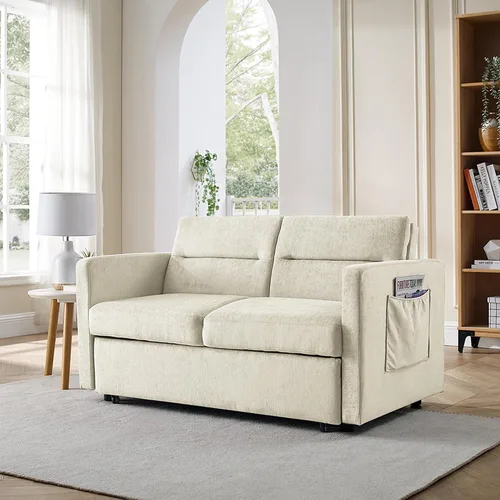 Miniatura 3 de Yoglad Sofá cama convertible 3 en 1, futón biplaza con cama extraíble, respaldo ajustable y 2 almacenamientos, para espacios pequeños, sala