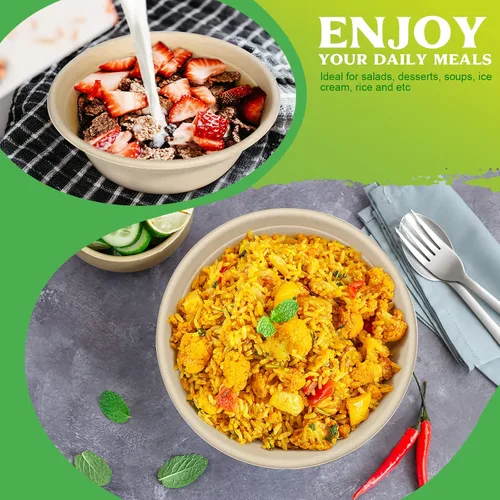 Miniatura 5 de greensight Cuencos de papel para servir para ensalada, helado, postre y sopa caliente, 32 onzas, resistentes, ecológicos, desechables