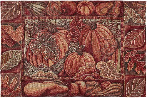 Miniatura 2 de Violet Linen Tapiz decorativo de algodón tejido de poliéster con hojas de otoño, girasoles, cosecha de otoño, 13 x 19 pulgadas, rectangular, juego