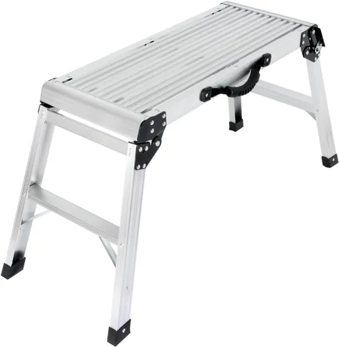 Miniatura 9 de LEADALLWAY Plataforma de trabajo de aluminio de 30 x 12 x 20 pulgadas, plataforma de aluminio plegable resistente, capacidad de 330 libras Plateado