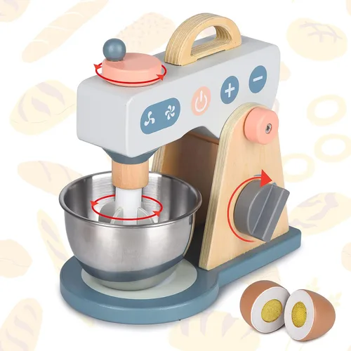 Miniatura 2 de Juego de accesorios de cocina, juego de mezclador de madera, juegos de comida de juego de simulación para niños, juguetes de juego de rol para niñas