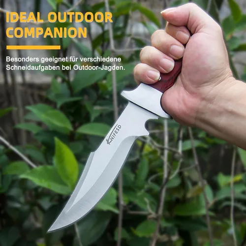 Miniatura 4 de Omesio UMF - Cuchillos de hoja fija con funda, cuchillo de caza grande de espiga completa, cuchillo de desollar, cuchillos de caza de ciervos, gran