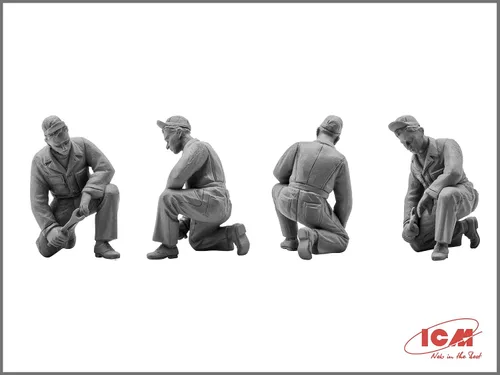 Miniatura 5 de ICM 48083 Figura de plástico Modelo USAAF Pilotos y personal de tierra (1941-1945) (5 figuras - 3 pilotos, 2 mecánicos), kit de modelo de avión