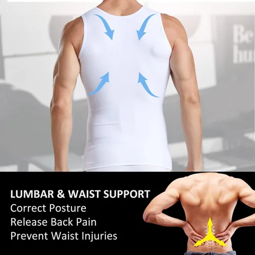 Miniatura 3 de DoLoveY Camiseta de compresión para hombre con control de barriga, chaleco apretado para adelgazar el cuerpo Shaper entrenamiento esconder pecho