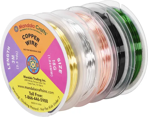 Miniatura 7 de Mandala Crafts Alambre de cobre puro calibre 18 para hacer joyas, envolver, esculpir y electroculturar jardinería – 3.3 x 5 yardas surtido