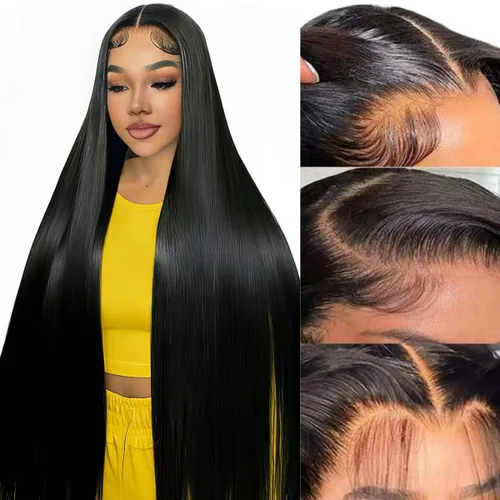 Miniatura 12 de Peluca de encaje frontal de cabello humano ondulada tipo body wave de 13x6. Peluca de cabello humano predepilada con cabello de bebé. Peluca