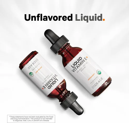 Miniatura 6 de Codeage Vitamina E líquida - Vitamina E orgánica certificada por el USDA, suministro de 2 meses - Acetato de tocoferol D-alfa, aceite de MCT