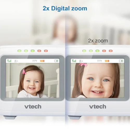 Miniatura 9 de VTech VM320 Monitor de bebé, pantalla de 2.4 pulgadas con cámara fija, visión nocturna, sonidos relajantes, conversación de 2 vías, transmisión