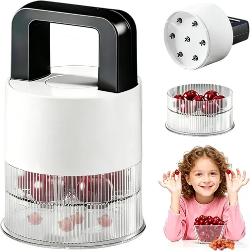 Miniatura 10 de Cherry Pitter, herramienta de descorazonador múltiple 7 en 1 mejorada 2026, ranuras extra grandes de 1.5 pulgadas para cerezas, apto