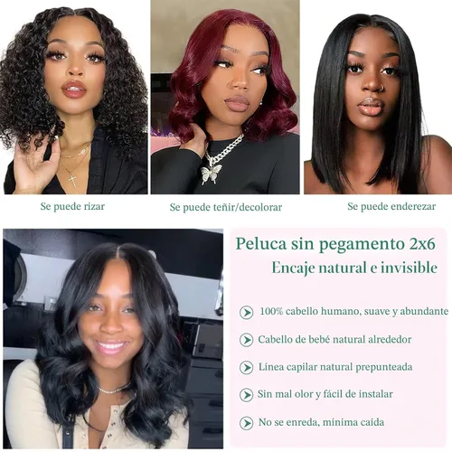 Miniatura 6 de Pelucas Douyin de llevar y usar sin pegamento de cabello humano predepiladas y precortadas onda corporal 2x6 con cierre de encaje HD de 30.48 cm