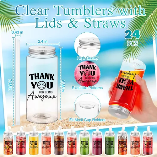 Miniatura 2 de Skylety 72 Piezas Regalos de Agradecimiento para Empleados a Granel 13.5oz Vasos Transparentes con Tapas Pajillas Cuadernos en Espiral Notas