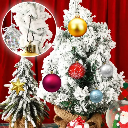 Miniatura 6 de 240 piezas de ganchos de adorno de Navidad, ganchos de alambre de metal negro en forma de S con caja de almacenamiento para colgar decoración