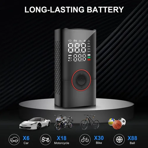 Miniatura 3 de COOLMAN Inflador de neumáticos, compresor de aire portátil, bomba eléctrica inalámbrica de 150 PSI, inflador de neumáticos portátil con medidor