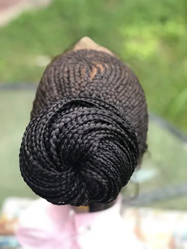 Miniatura 4 de Peluca trenzada/peluca trenzada hecha a mano con trenzas de caja. Color marrón. Hecho de forma ordenada y firme. Se envía en 1-2 semanas.