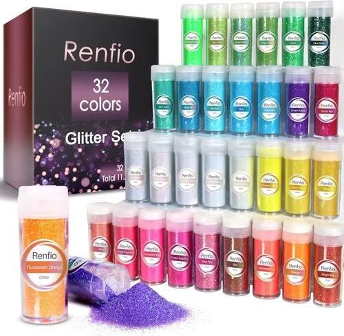Miniatura 32 de Renfio Polvo de purpurina ultra fina de ópalo con purpurina metálica de 1.75 onzas (1.76 oz), copos de PET para manualidades, lentejuelas de 1/128