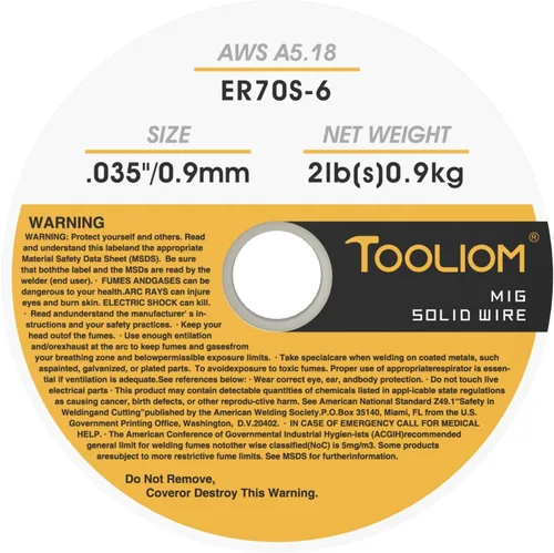 Miniatura 7 de TOOLIOM Alambre de soldadura MIG ER70S-6 .035 "(0.9 mm) 2LB Alambre de soldadura de acero al carbono sólido Alambre MIG de alta alimentación