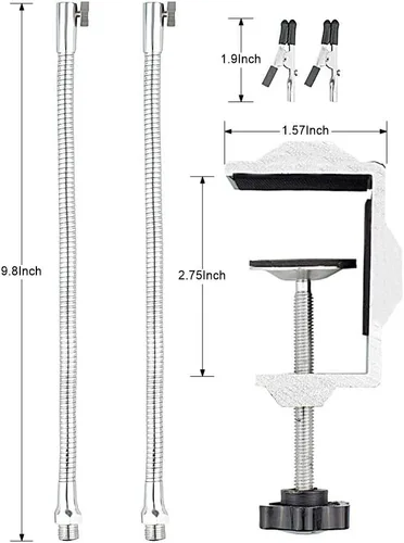 Miniatura 6 de Toolour Helping Hands - Herramienta de tercera mano, base de abrazadera de mesa con 2 brazos flexibles chapados en níquel y clips de cocodrilo