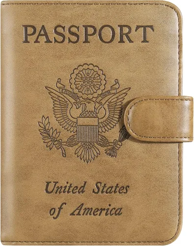 Miniatura 15 de Funda para pasaporte, cartera con bloqueo RFID, funda de piel para tarjetas, accesorios de viaje para mujeres y hombres, negro