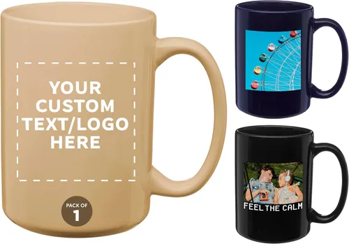 Miniatura 12 de DISCOUNT PROMOS Tazas de café de cerámica grandes personalizadas de 15 onzas, juego de 10/50/100, paquete personalizado a granel, perfecto