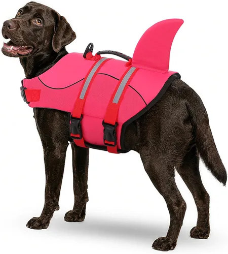 Miniatura 39 de Queenmore - Chaleco salvavidas Ripstop de tiburón para perro, ajustable, con alta flotabilidad y asa de rescate duradera, para perros pequeños