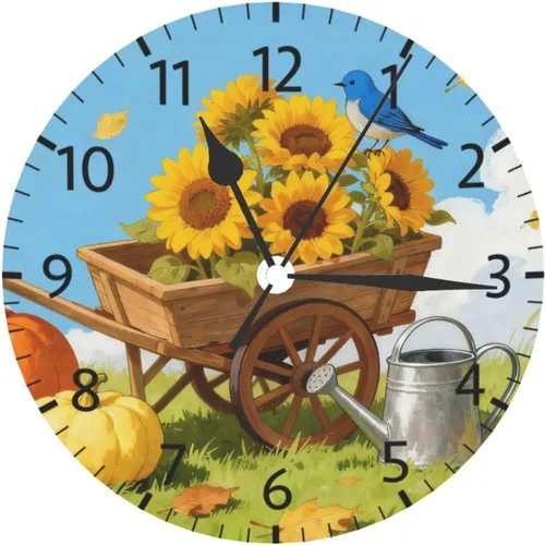 Miniatura 15 de Reloj de pared redondo con diseño de mariposa, silencioso, sin tictac, funciona con pilas, relojes de escritorio silenciosos de cuarzo