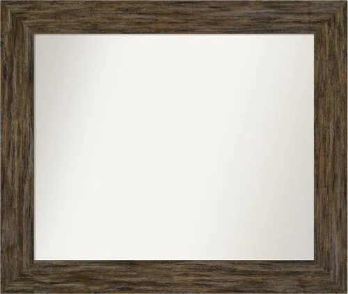 Miniatura 127 de Amanti Art Espejo personalizado, espejo de baño marrón Fencepost, espejo de pared o espejo de tocador de baño sobre el fregadero (27 x 27 pulgadas)