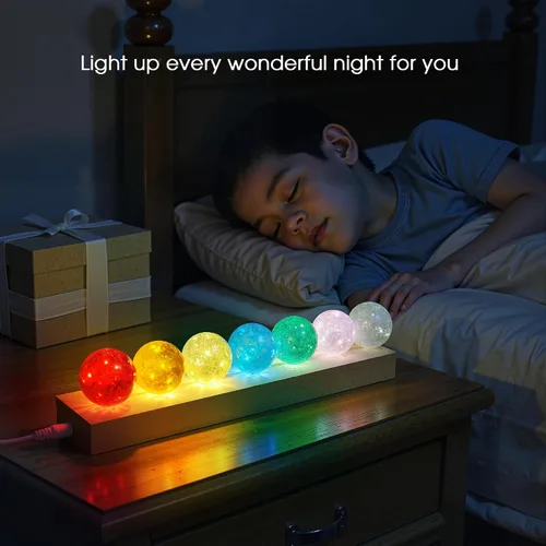Miniatura 6 de L LOHAS LED 7 Colores 40mm Bolas de Cristal de Hielo Con Crac Bolas de Chakra de Cristal con Base de Madera LED Bolas de Esfera de Sanación