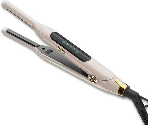 Miniatura 9 de Plancha plana pequeña de 3/10'' de lápiz para cabello corto, corte de duendecillo y flequillo, alisador de pelo delgado para las puntas con pantalla