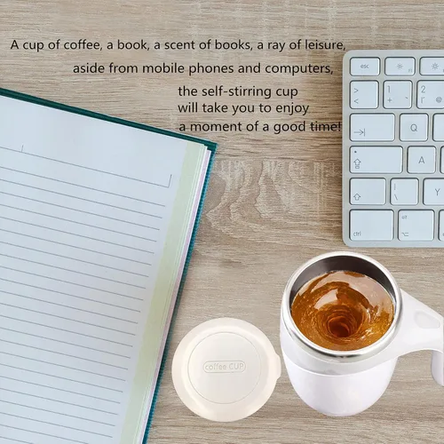 Miniatura 5 de Taza de café con agitación magnética automática, taza mezcladora giratoria de viaje para oficina en casa, divertido vaso de café eléctrico de acero