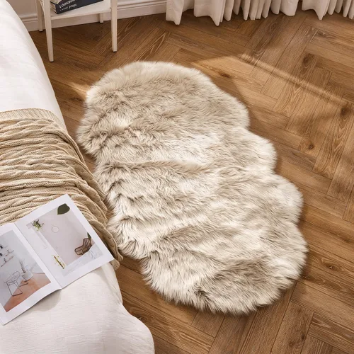 Miniatura 28 de MIULEE Alfombra de Piel de Oveja Sintética de 3 x 5 Pies, Alfombras de Área Mullidas de Lujo - Alfombra Decorativa Shag Súper Suave para Dormitorio