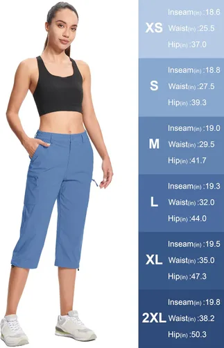 Miniatura 7 de MAGCOMSEN Pantalones de senderismo tipo cargo para mujer, ligeros, elásticos, resistentes al agua, con 5 bolsillos para exteriores