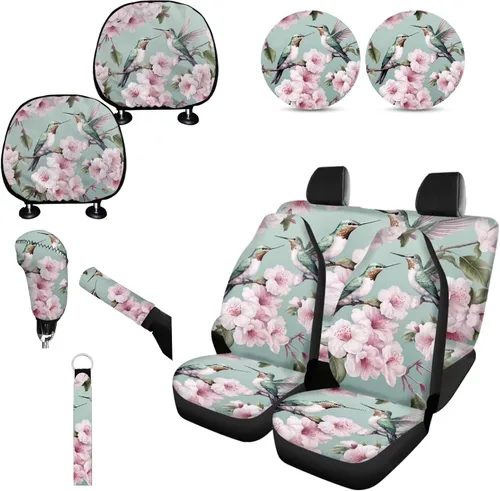 Miniatura 40 de Forchrinse Bee - Juego de fundas para asiento delantero y trasero con funda para palanca de cambios de freno de mano, funda para reposacabezas