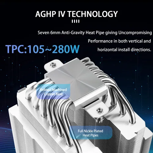 Miniatura 2 de Thermalright PS120SE Enfriador de aire para CPU, enfriador de CPU con 7 tubos de calor, ventilador dual TL-C12B V2 PWM, tecnología AGHP 4.0