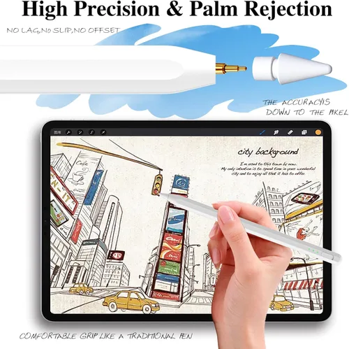 Miniatura 6 de Pluma táctil para iPad 11 y 10.ª generación, carga 14 minutos más rápida, con soporte para lápices, rechazo de palma, sensibilidad a la inclinación