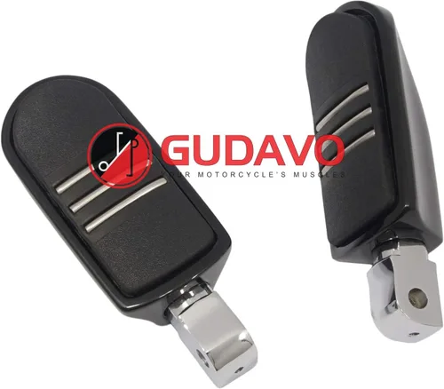 Miniatura 5 de Motocicleta cromo aluminio pie clavijas delantero pedal conductor clavijas con soportes para HONDA VF750 MAGNA 1996-2004 (G3I negro)