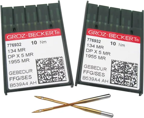 GROZ-BECKERT Aguja en caja de plástico transparente ckpsms 20 Groz Beckert 134MR 1955MR DPX5MR Agujas para máquina de acolchar de brazo largo (20
