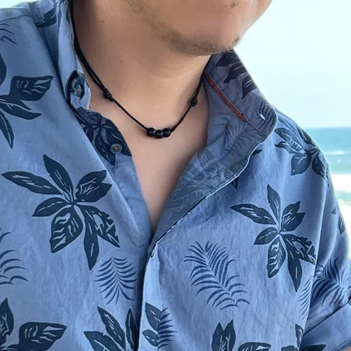Miniatura 3 de Luck Strings Collar con colgante de cuentas de turmalina negra con cordón de nailon de cera ajustable, gargantilla de cristal unisex con cuentas