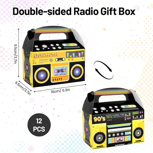 Miniatura 2 de 12 piezas de decoraciones de fiesta de hip hop, decoraciones de fiesta de los años 80 y 90, cajas de recuerdo novedosas, caja de regalo de radio