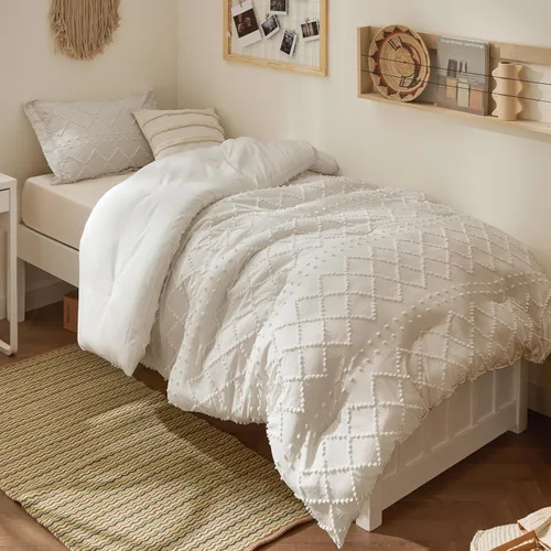 Miniatura 35 de Bedsure Juego de Edredón Tamaño Twin – Edredón beige, ropa de cama Boho con mechones estilo shabby chic para niños, juego de ropa de cama vintage