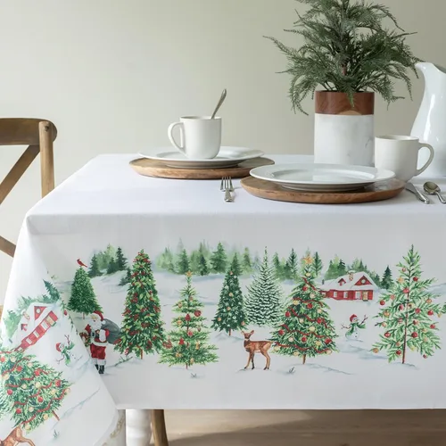 Benson Mills Christmas Wonderland - Mantel de tela pesada resistente a derrames, para vacaciones, invierno y Navidad (país de las maravillas
