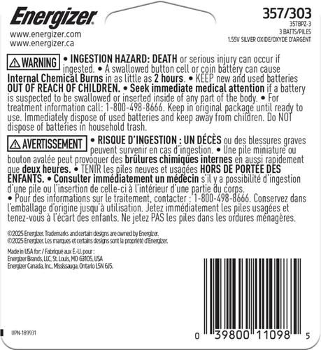 Miniatura 8 de Energizer 357 - Batería (3 unidades)