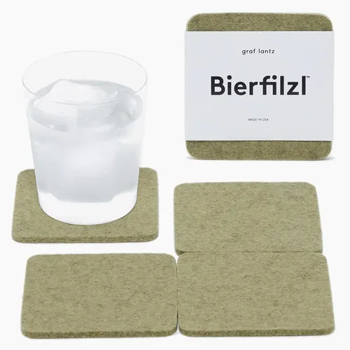 Miniatura 48 de Graf Lantz - Juego de 4 posavasos redondos de lana de merino Bierfilzl - Negro (círculos de 10 cm) - Absorbe el 30% del peso - Lana alemana