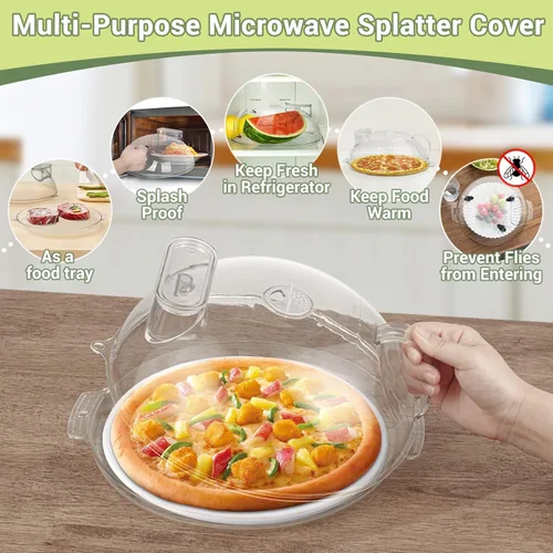 Miniatura 4 de Cubierta para salpicaduras de microondas con vaporizador de agua, protege contra las salpicaduras de alimentos, tapa para servir platos, tazones